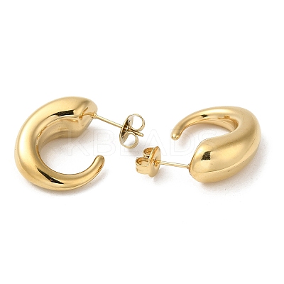 304 Stainless Steel Horn Stud Earrings EJEW-Z026-07G-1