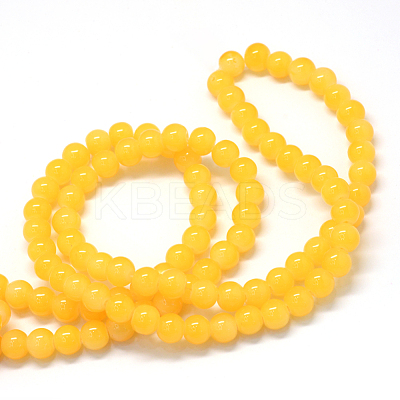 Baking Paint Imitation Jade Glass Round Bead Strands X-DGLA-Q021-6mm-30-1