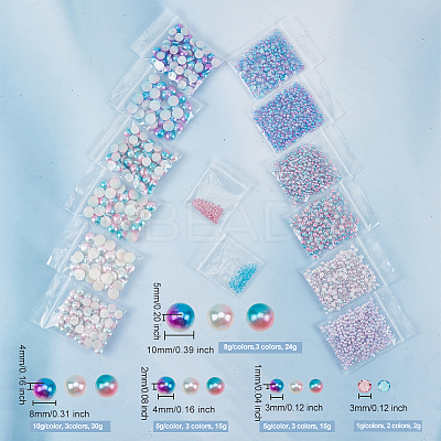 86G 14 Style Imitation Pearl Acrylic Cabochons OACR-OC0002-05-1