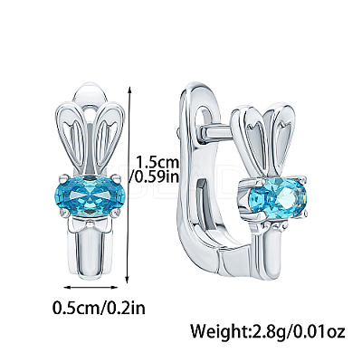 Anti-Tarnish Rhodium Plated 925 Sterling Silver Micro Pave Cubic Zirconia Hoop Earrings SA3308-2-1