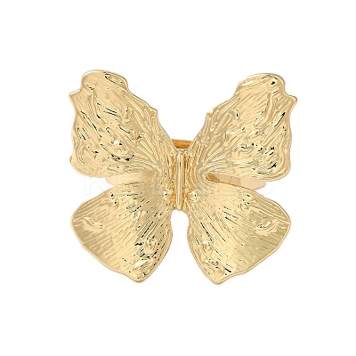Butterfly Alloy Open Cuff Rings for Women RJEW-U006-06B-G-1