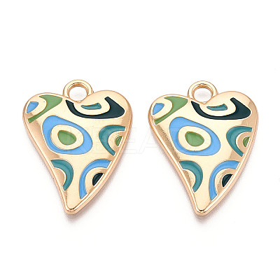 Rack Plating Alloy Enamel Pendants PALLOY-T091-15E-1