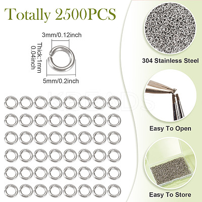 304 Stainless Steel Open Jump Rings STAS-TA0002-99A-1