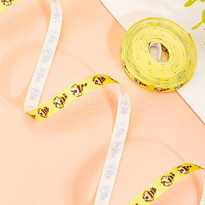Polyester Bees Printed Grosgrain Ribbons SRIB-WH20020-018E-1