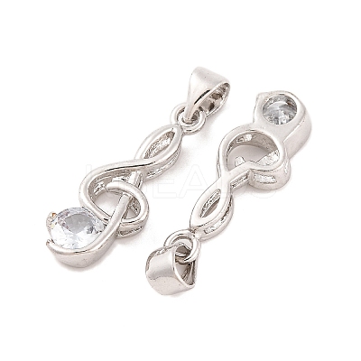 Musical Note Real Platinum Plated Brass Cubic Zirconia Pendants LS-ZIRC-R014-09-1