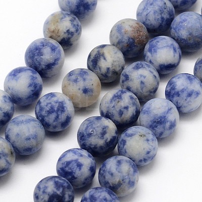 Natural Blue Spot Jasper Round Bead Strands G-D679-6mm-1