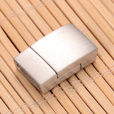Tarnish Resistant Mixed Smooth & Matte 304 Stainless Steel Rectangle Magnetic Clasps with Glue-in Ends STAS-I045-05-1