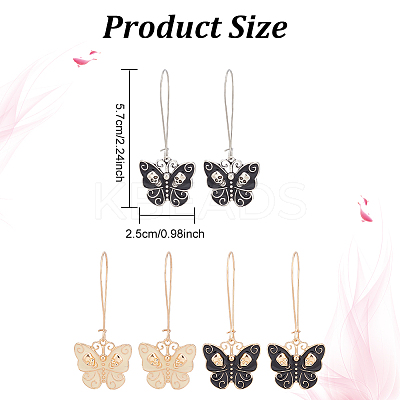 3 Pair 3 Color Enamel Butterfly with Skull Hoop Earrings EJEW-AN0002-46-1