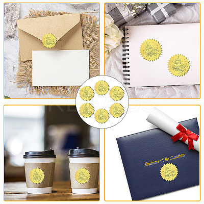 12 Sheets Self Adhesive Gold Foil Embossed Stickers DIY-WH0451-023-1