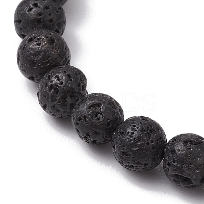 Round Natural Lava Rock Beads Stretch Bracelets for Women BJEW-JB11401-1