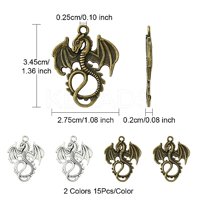 30Pcs 2 Colors Tibetan Style Alloy Pendants TIBEP-FS0001-17-1