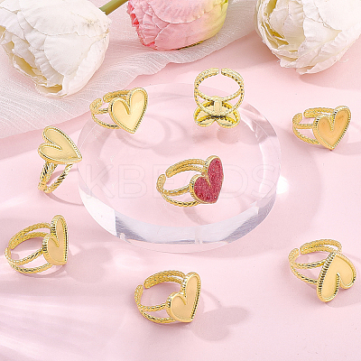 8Pcs 304 Stainless Steel Open Cuff Ring Findings STAS-BBC0010-11A-1
