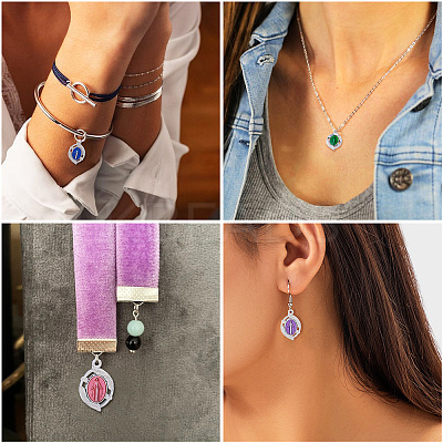 28Pcs 7 Colors  Platinum Plated Alloy Enamel Pendants ENAM-TA0002-30-1