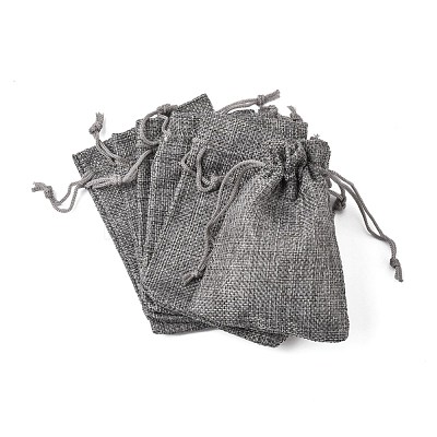 Polyester Imitation Burlap Packing Pouches Drawstring Bags ABAG-R005-9x12-04-1