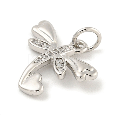 Rack Plating Brass Micro Pave Clear Cubic Zirconia Pendants KK-B093-10B-P-1