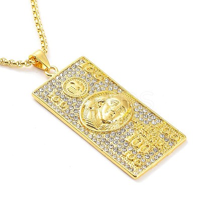 Golden Alloy Rhinestone Pendant Necklaces LS-NJEW-P284-02G-1