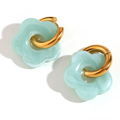 Flower Stainless Steel Acrylic Hoop Earrings FS-WGEB331-09-1