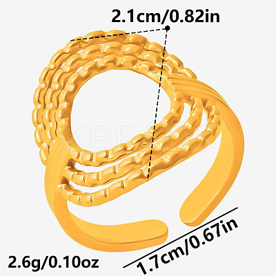 304 Stainless Steel Cuff Open Rings for Women TB2214-2-1