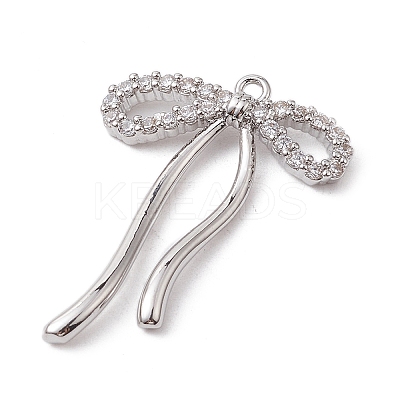 Rack Plating Brass Micro Pave Clear Cubic Zirconia Pendants KK-H463-12P-1