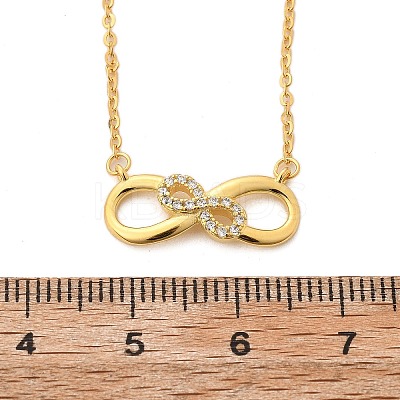 925 Sterling Silver Micro Pave Clear Micro Pave Cubic Zirconia Double Infinity Pendant Necklaces for Women NJEW-D315-03G-1