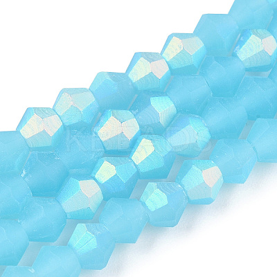 Imitation Jade Bicone Frosted Glass Bead Strands EGLA-A039-J4mm-MB03-1