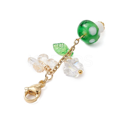 Mushroom Handmade Lampwork Pendant Decorations HJEW-JM02657-1