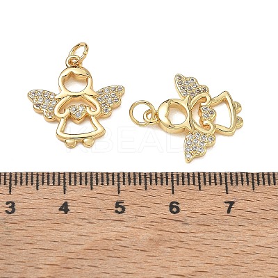Brass Micro Pave Clear Cubic Zirconia Pendants CU-CBA9AFC-01G-14-1