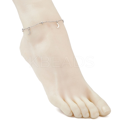 304 Stainless Steel Cross Link Chain Anklets AJEW-AN00739-02-1