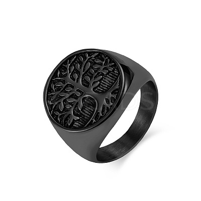 Retro Stainless Steel Tree of Life Finger Ring FIND-PW0020-06B-EB-1