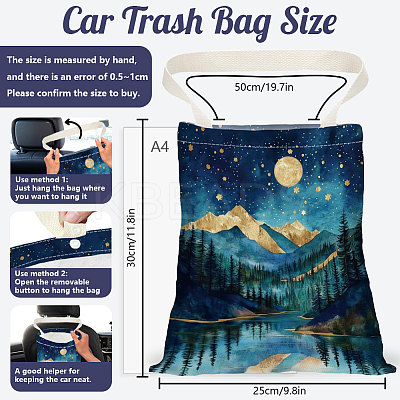 2Pcs 2 Colors Printed Polyester Hanging Car Trash Bags ABAG-DR0001-16D-1