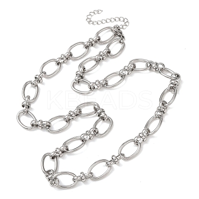 10MM 304 Stainless Steel Oval Link Chain Necklaces for Women NJEW-G194-04P-1