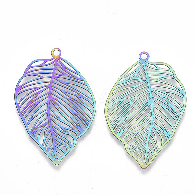 Ion Plating(IP) 201 Stainless Steel Filigree Pendants STAS-R102-34-1