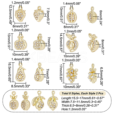 16Pcs 8 Style Rack Plating Alloy Charms FIND-CA0006-28-1