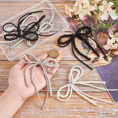 6Pcs 3 Colors Bowknot Glass Beads Shoes Charms HJEW-GO00082-1