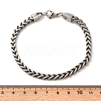 304 Stainless Steel Wheat Chain Bracelets for Men Women BJEW-B140-05P-1
