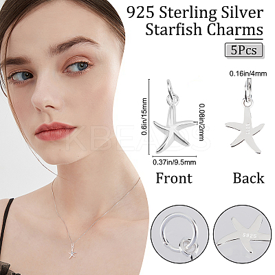 5Pcs 925 Sterling Silver Pendants STER-BBC0001-20-1