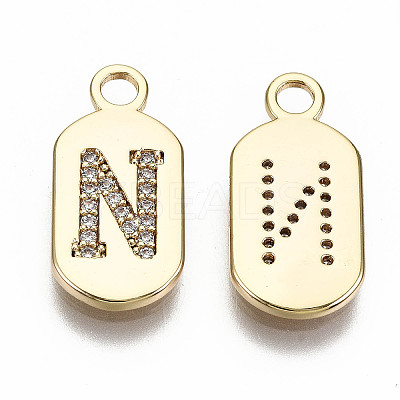 Brass Micro Pave Clear Cubic Zirconia Pendants KK-S360-052N-NF-1