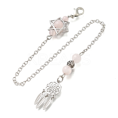Round Natural Rose Quartz Dowsing Pendulums G-M447-07P-10-1