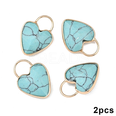 2Pcs Synthetic Turquoise Faceted Pendans KK-YW0003-63B-1