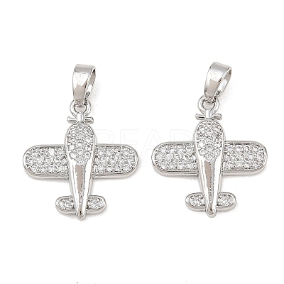 Brass Micro Pave Clear Cubic Zirconia Pendants KK-G549-18C-P-1