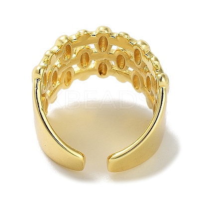 Brass Oval Open Cuff Ring RJEW-E292-08G-1