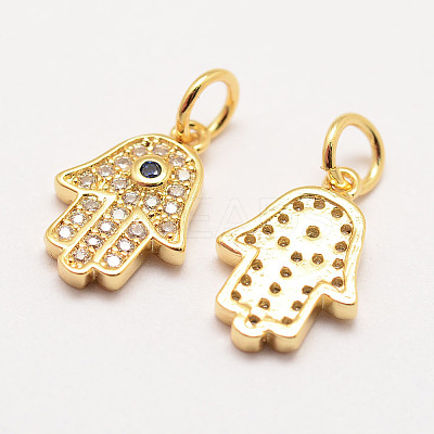 Brass Micro Pave Grade AAA Cubic Zirconia Charms X-ZIRC-G090-22G-NR-1
