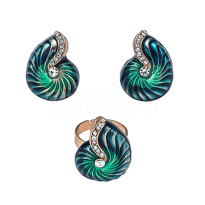Fashionable high-end Alloy Enamel Conch Stud Earrings & Rings VO6722-1