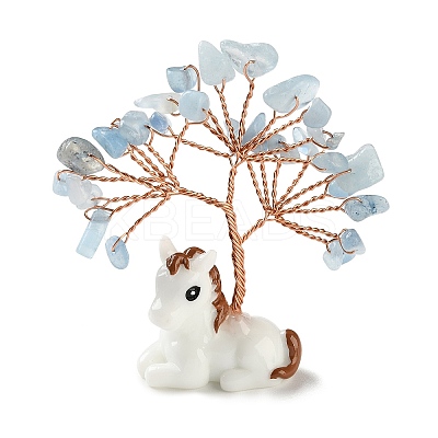 Natural Aquamarine Chips Tree of Life Decorations DJEW-A017-01Q-1