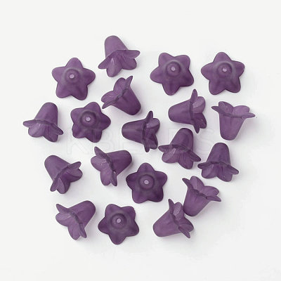 Indigo Frosted Transparent Acrylic Flower Beads X-PLF018-16-1