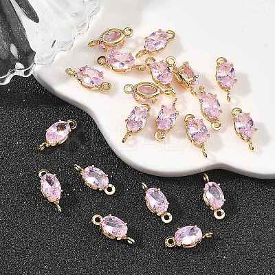 SHEGRACE Brass Pave Cubic Zirconia Oval Connector Charms XGRQ2O174-437B-G-1