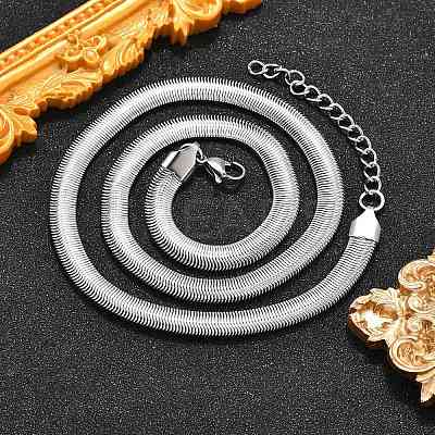 Non-Tarnish 304 Stainless Steel Herringbone Chains Necklaces X-NJEW-G340-03P-1