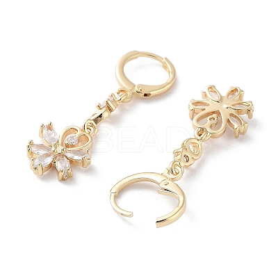 Rack Plating Golden Brass Dangle Leverback Earrings EJEW-A030-01K-G-1