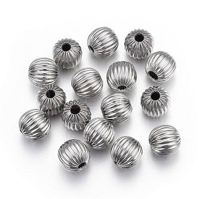 Tarnish Resistant 304 Stainless Steel Corrugated Beads LS-STAS-P218-24-8mm-1