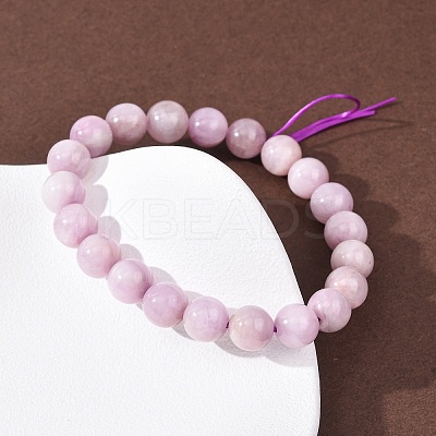 Natural Kunzite Round Beads Stretch Bracelets for Women Men BJEW-A149-01-1
